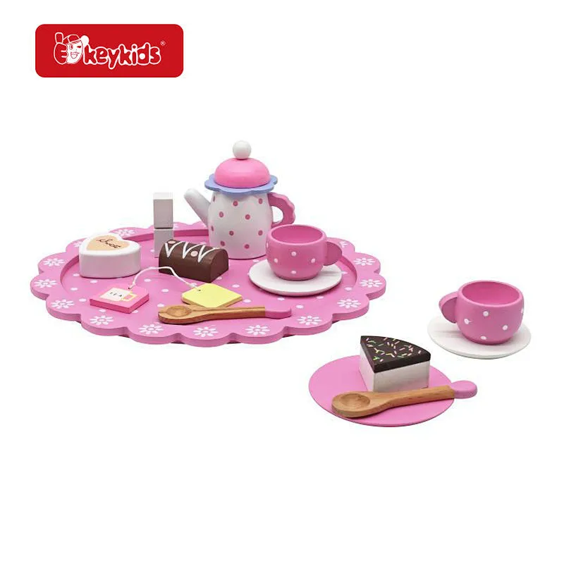 New Arrival Pretend Play Kitchen Accessories Wooden Tea Set Toys For Kids W10D694