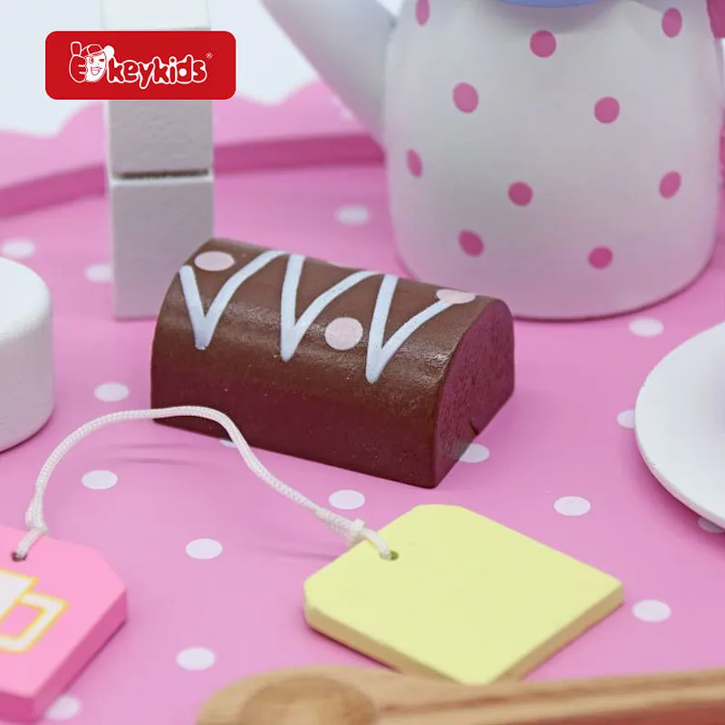 New Arrival Pretend Play Kitchen Accessories Wooden Tea Set Toys For Kids W10D694